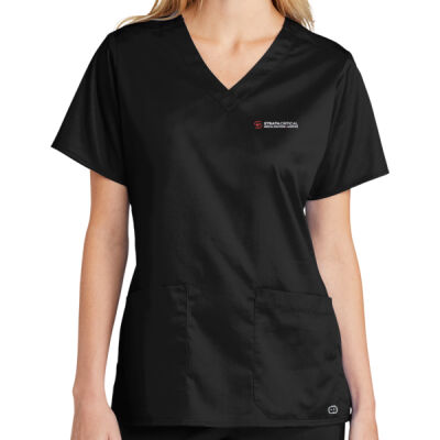 WW4560 | Black | Embroidered Strata - Women's WorkFlex V Neck Top Thumbnail